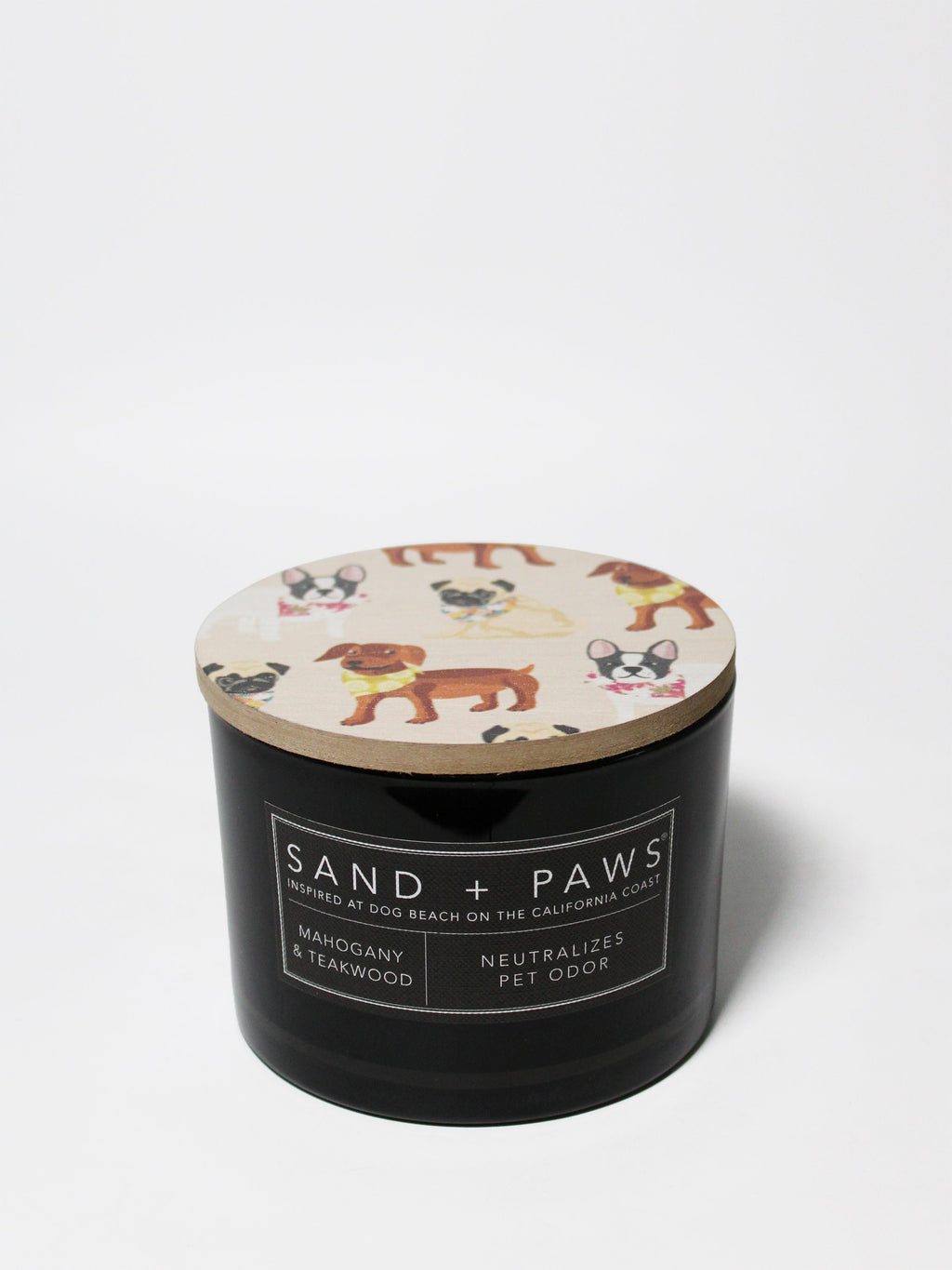 Signature Sand + Paws Mahogany & Teakwood 12 oz scented candle