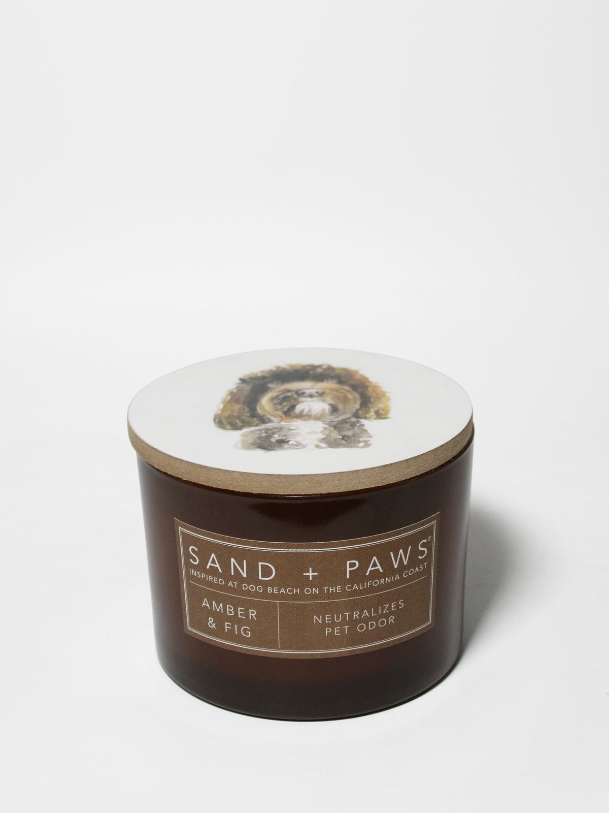 Signature Sand + Paws Amber & Fig 12 oz scented candle
