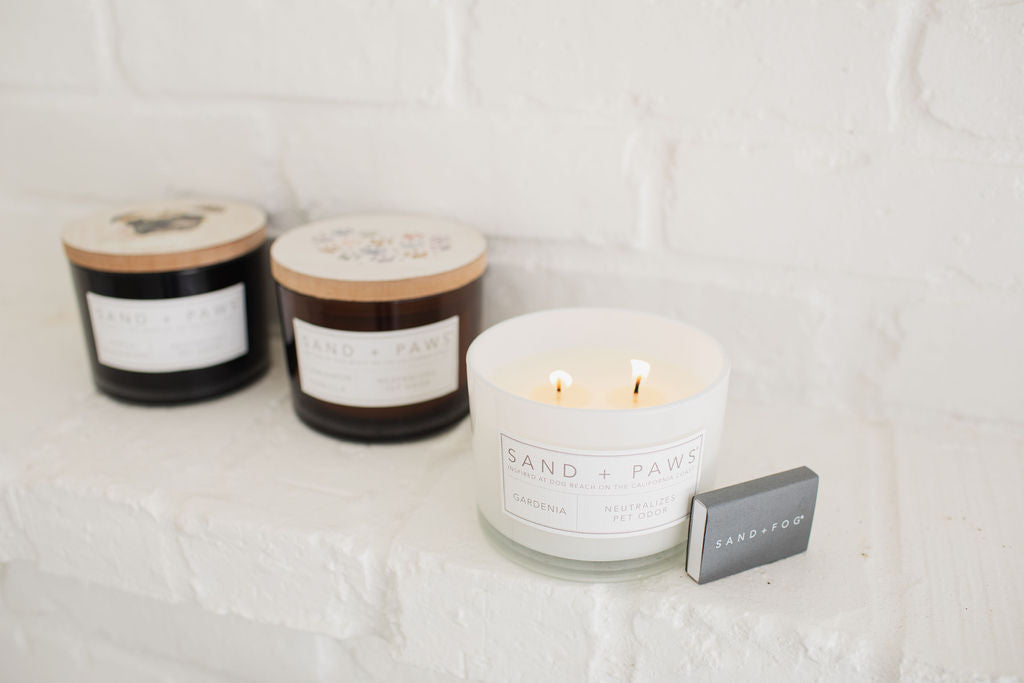 Signature Sand + Paws Gardenia 12 oz scented candle