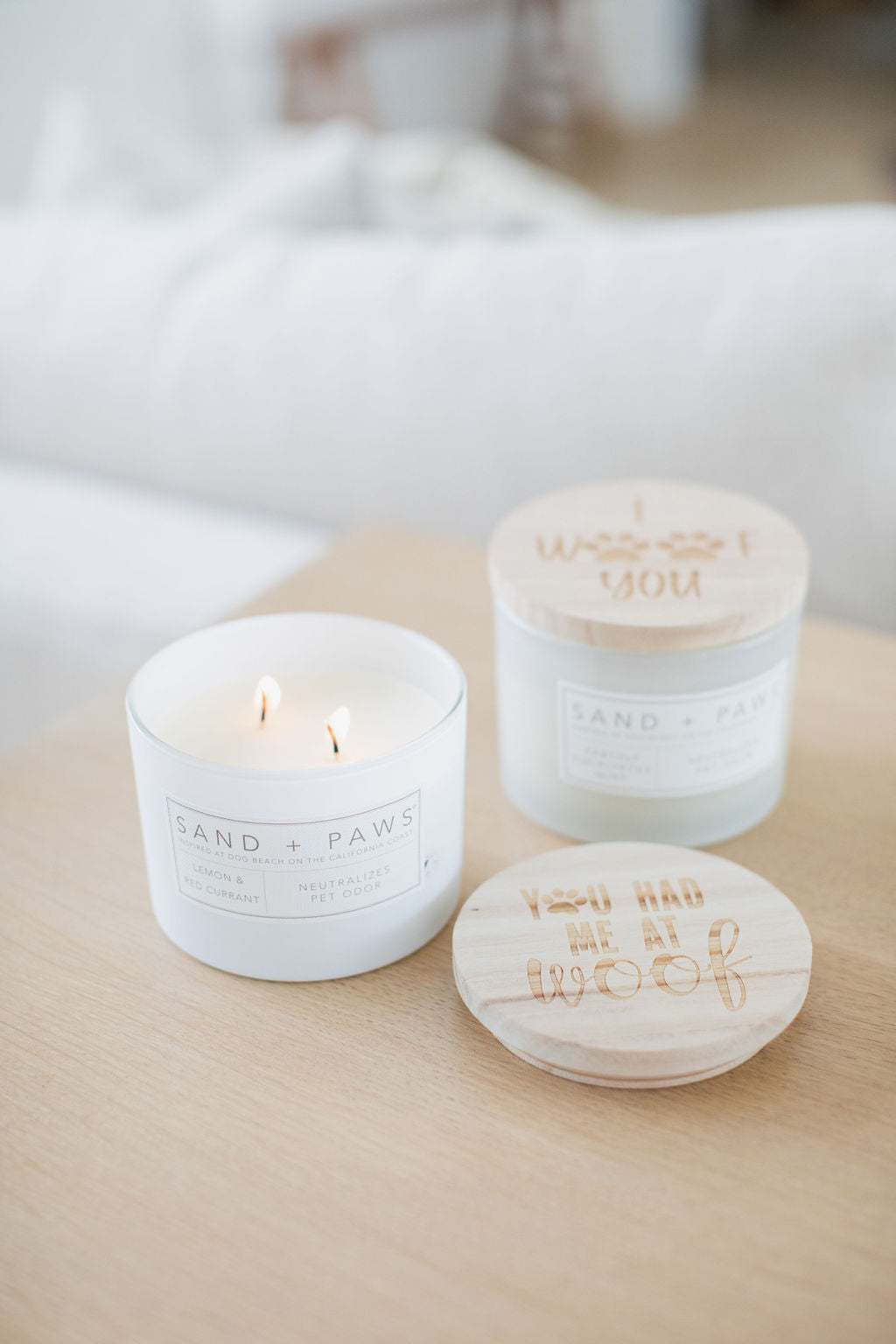 Signature Sand + Paws Lemon & Red Currant 12 oz scented candle