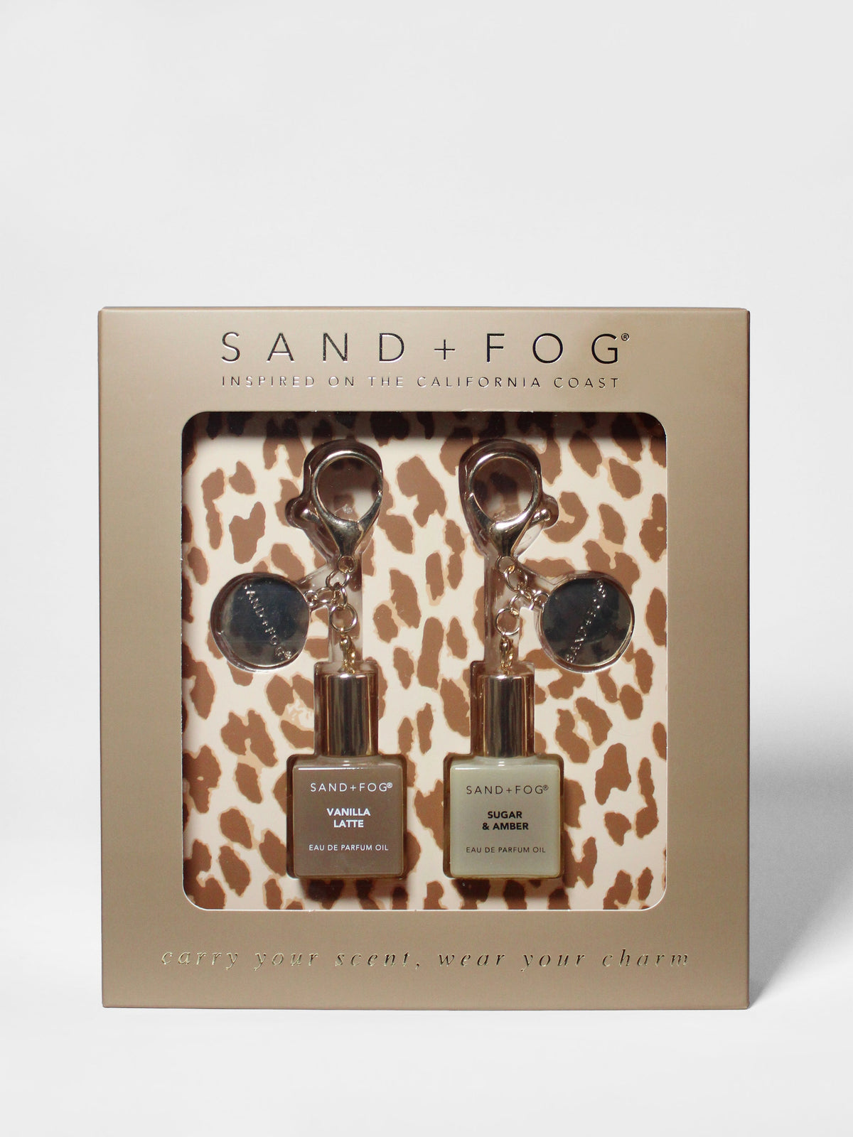 Elegant Bag Charm Perfume Oil Rollerball Set - Vanilla Latte + Sugar & Amber