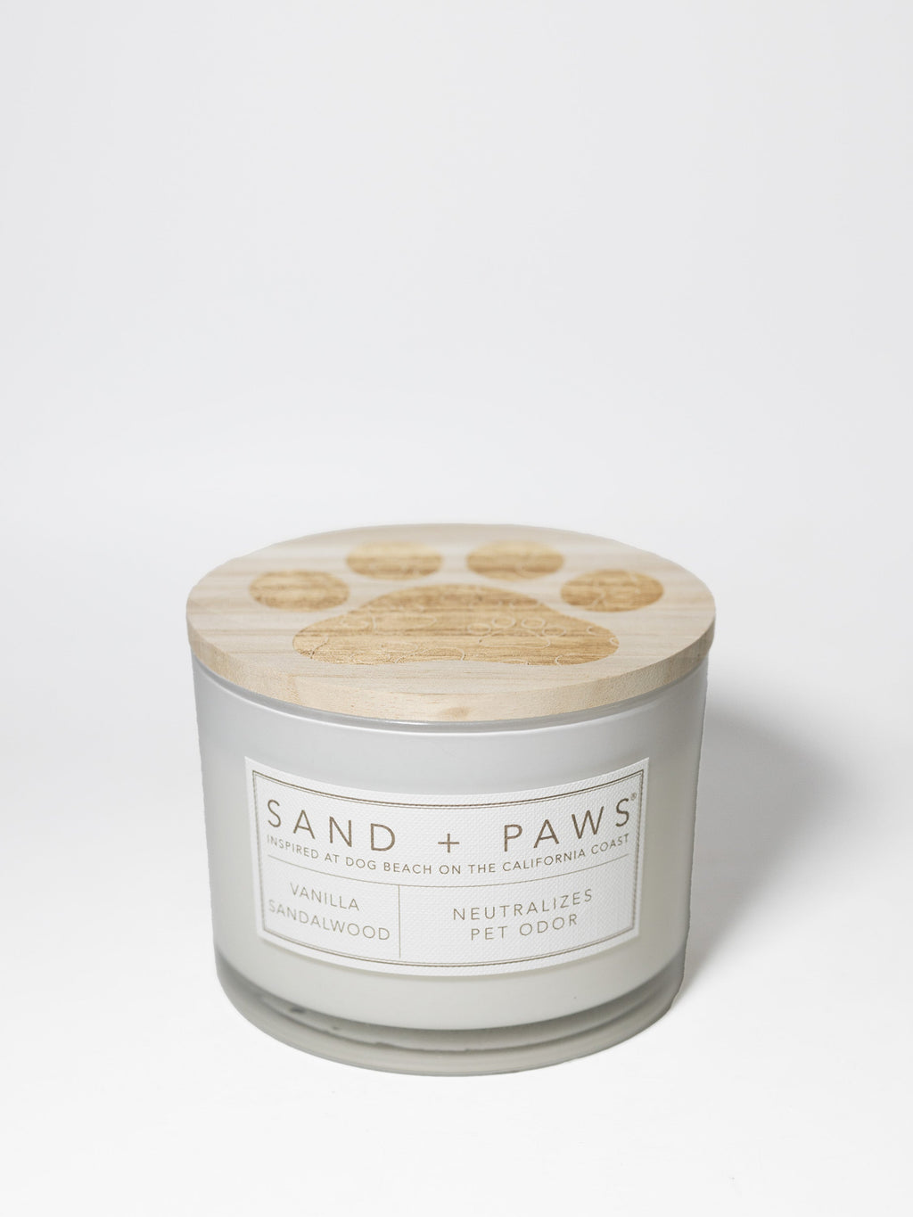 Signature Sand + Paws Vanilla Sandalwood 12 oz scented candle